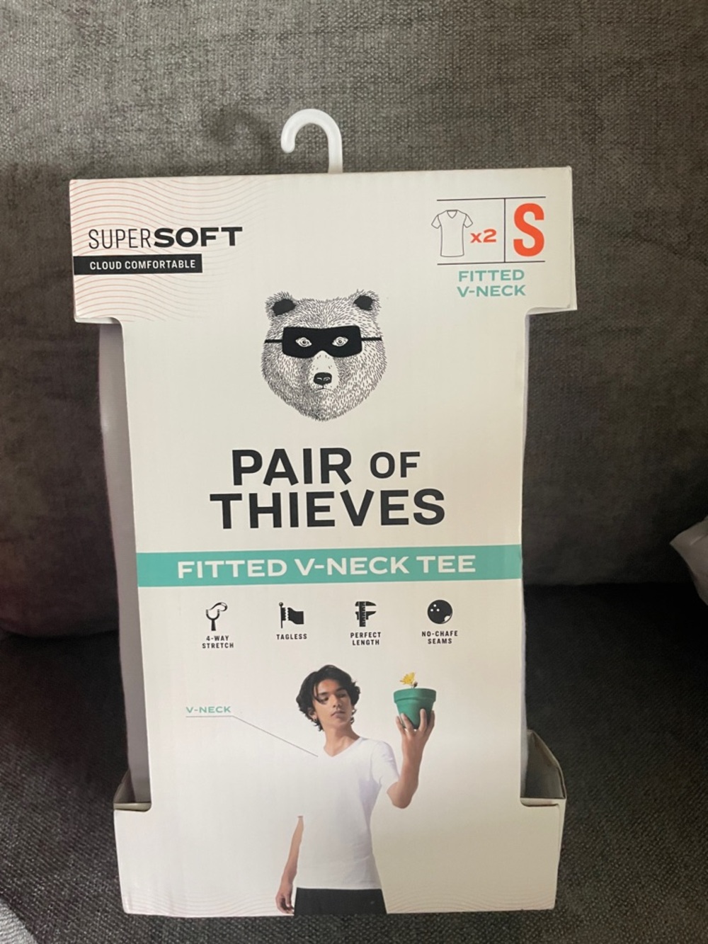 Pair of Thieves Men's White Fitted V-Neck Tee - SuperSoft (S, 2-Pack)